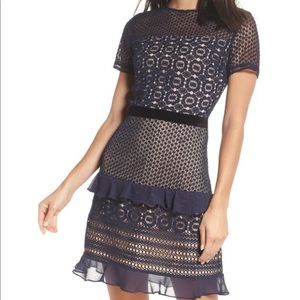 Nordstrom Chelsea28 Velveteen Belt Lace Sheath Dress